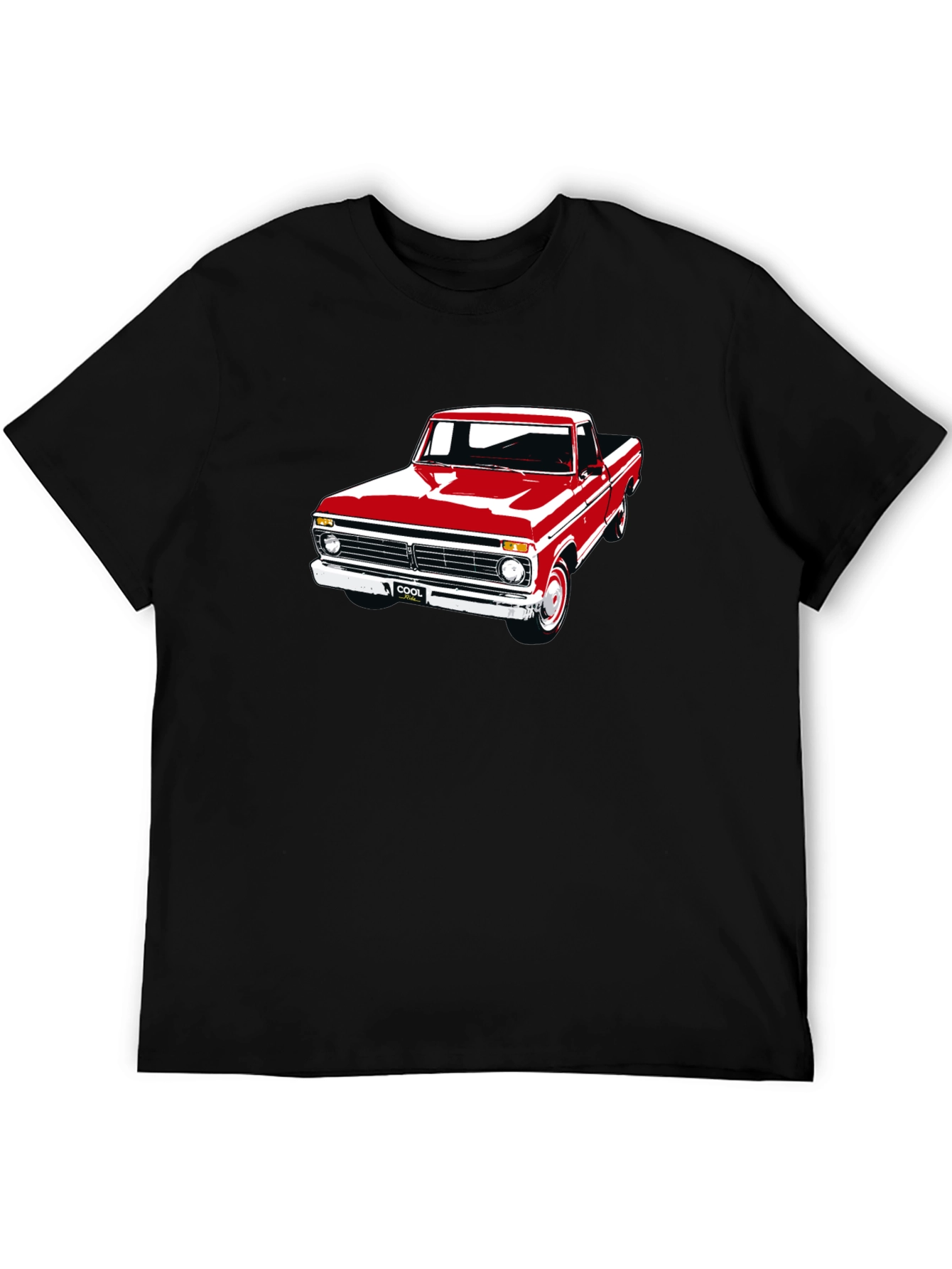 Camiseta Negra con Estampado de Camioneta Clásica