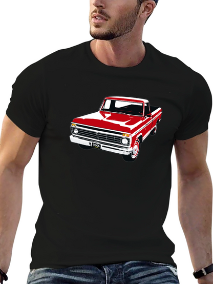 Camiseta Negra con Estampado de Camioneta Clásica