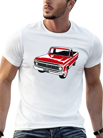 Camiseta Negra con Estampado de Camioneta Clásica