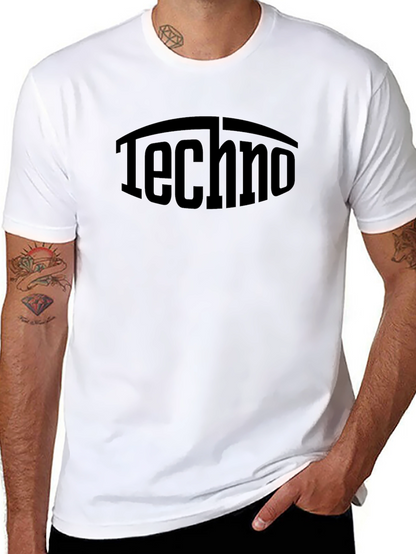 Camiseta Negra Techno Estampada Casual
