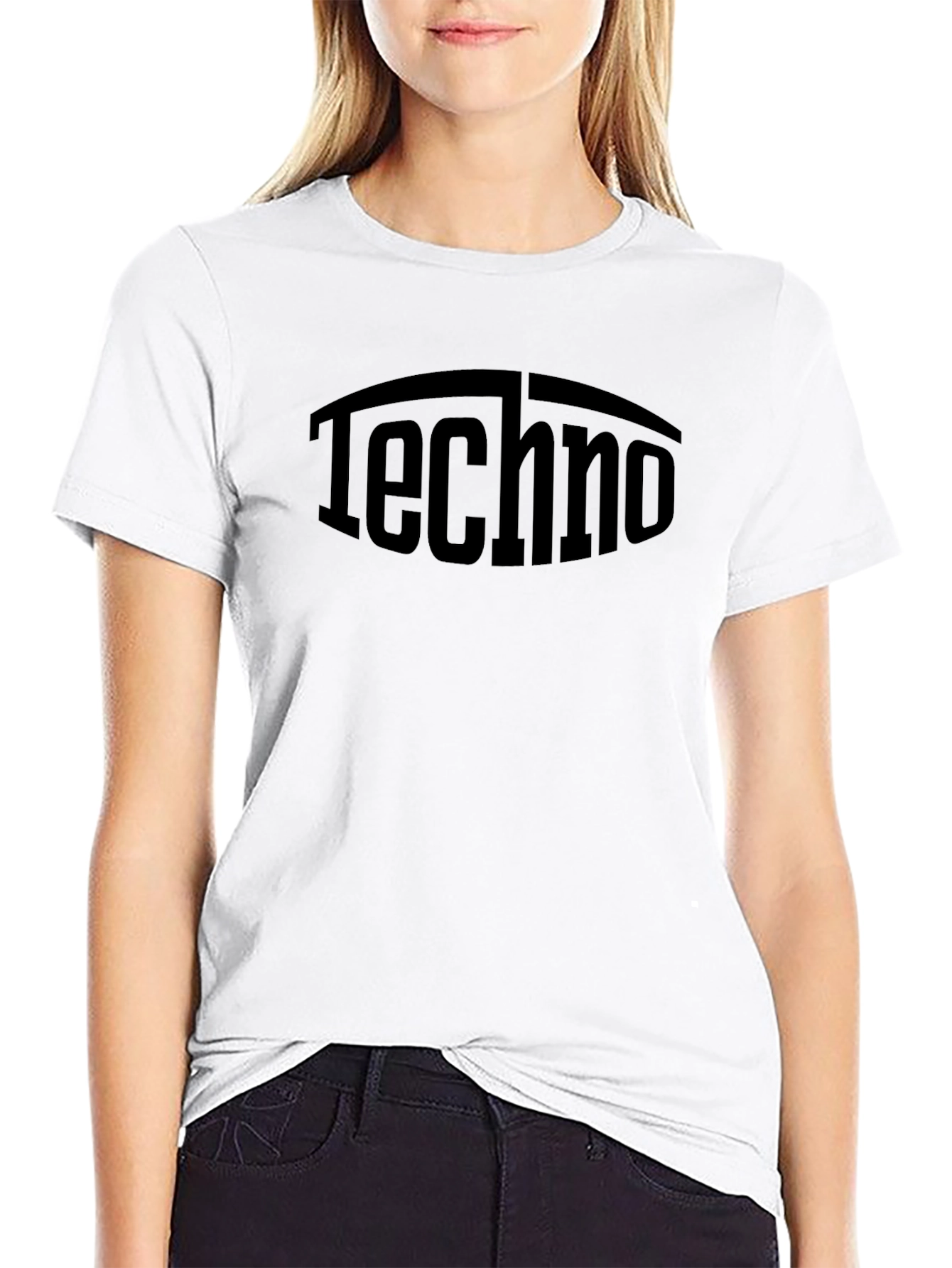 Camiseta Negra Techno Estampada Casual