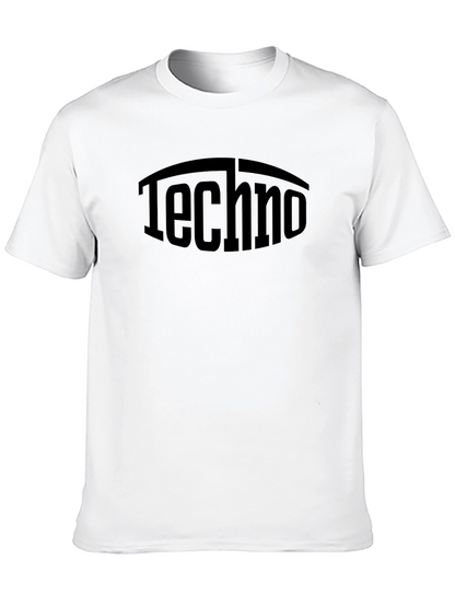 Camiseta Negra Techno Estampada Casual