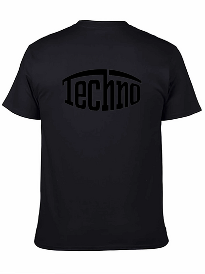 Camiseta Negra Techno Estampada Casual