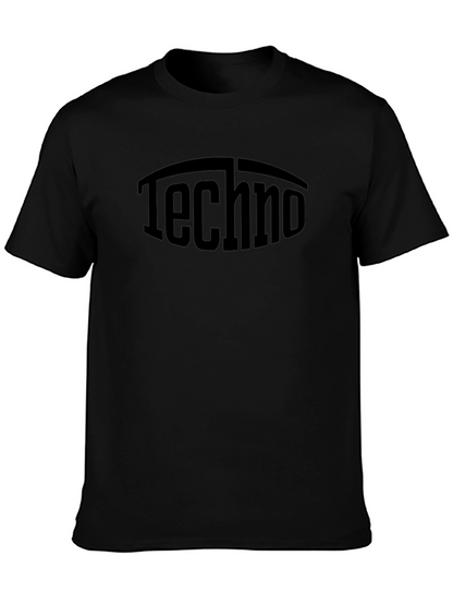 Camiseta Negra Techno Estampada Casual