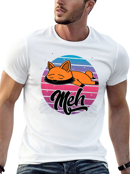 Camiseta Hombre Diseño Retro Meh Zorro Durmiente