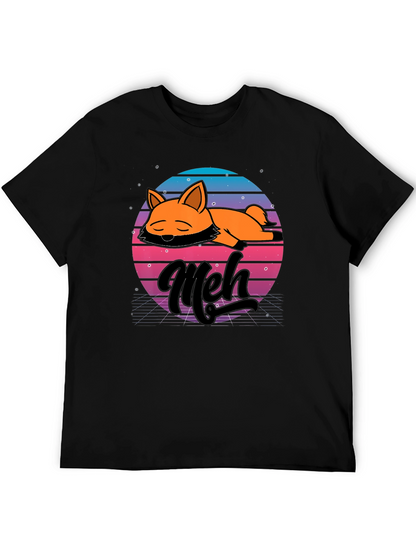 Camiseta Hombre Diseño Retro Meh Zorro Durmiente