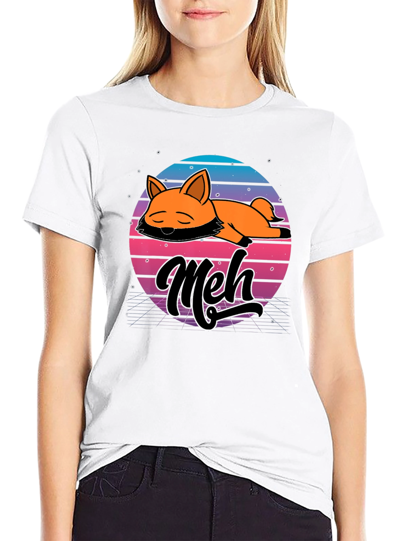 Camiseta Hombre Diseño Retro Meh Zorro Durmiente
