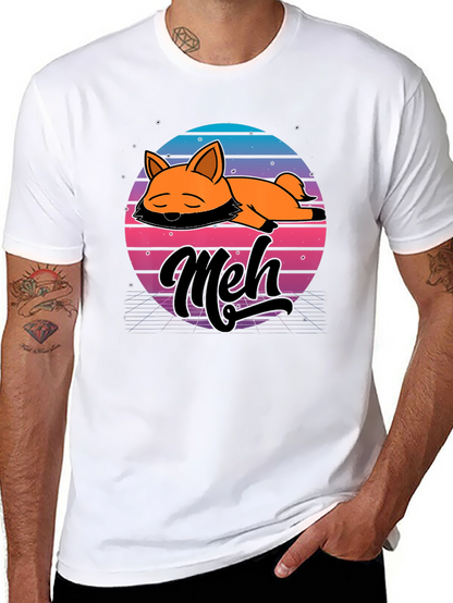 Camiseta Hombre Diseño Retro Meh Zorro Durmiente
