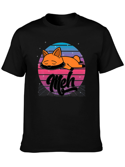 Camiseta Hombre Diseño Retro Meh Zorro Durmiente