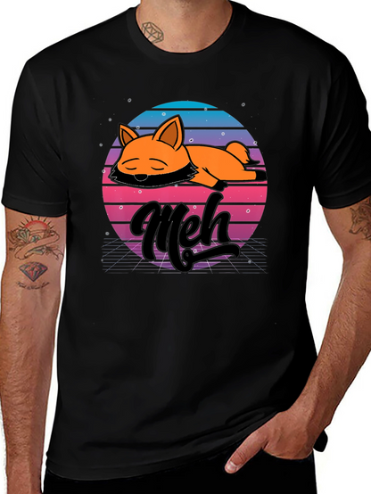 Camiseta Hombre Diseño Retro Meh Zorro Durmiente