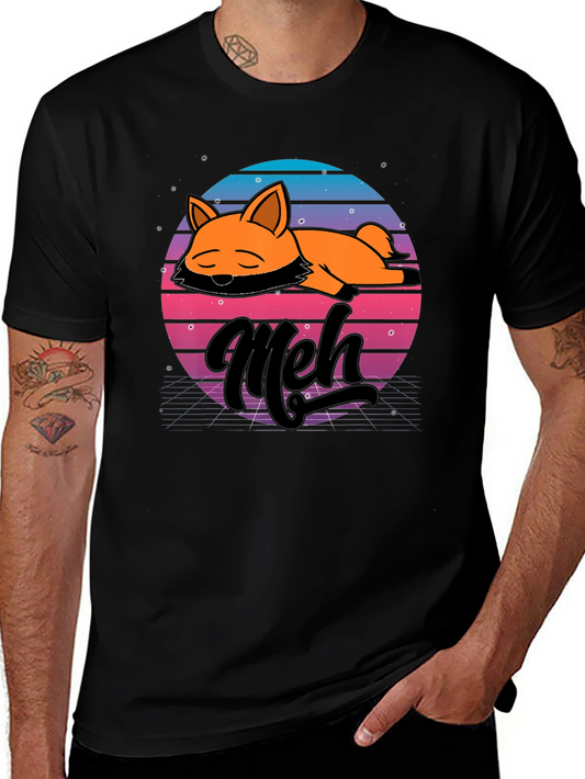 Camiseta Hombre Diseño Retro Meh Zorro Durmiente