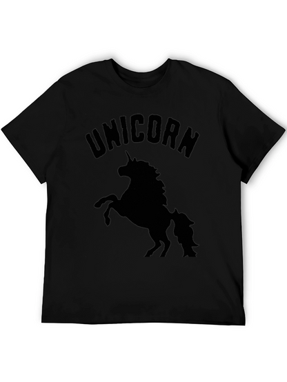 Camiseta Negra Unicornio Hombre Casual