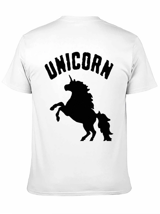 Camiseta Negra Unicornio Hombre Casual