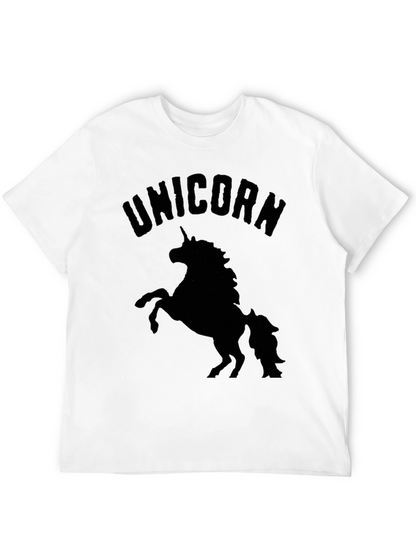 Camiseta Negra Unicornio Hombre Casual