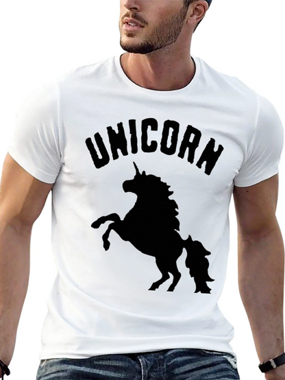 Camiseta Negra Unicornio Hombre Casual