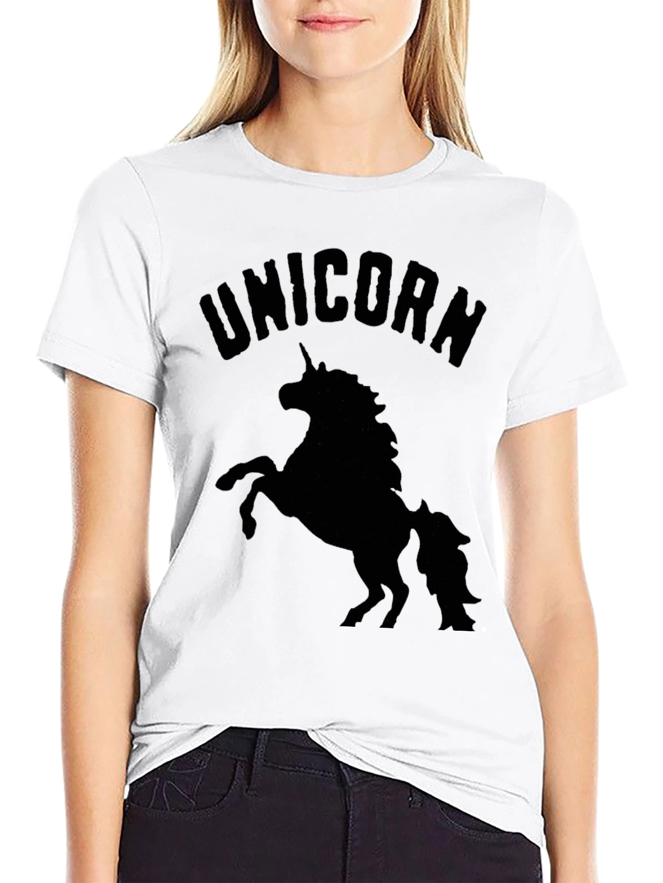 Camiseta Negra Unicornio Hombre Casual