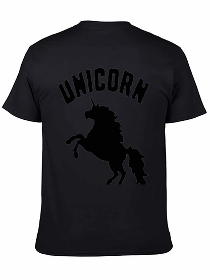 Camiseta Negra Unicornio Hombre Casual