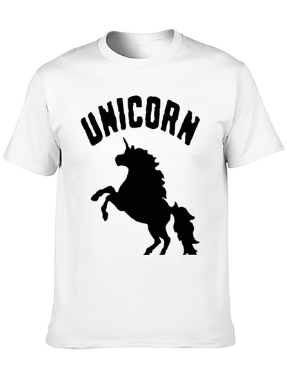 Camiseta Negra Unicornio Hombre Casual