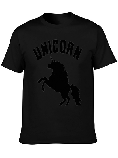 Camiseta Negra Unicornio Hombre Casual