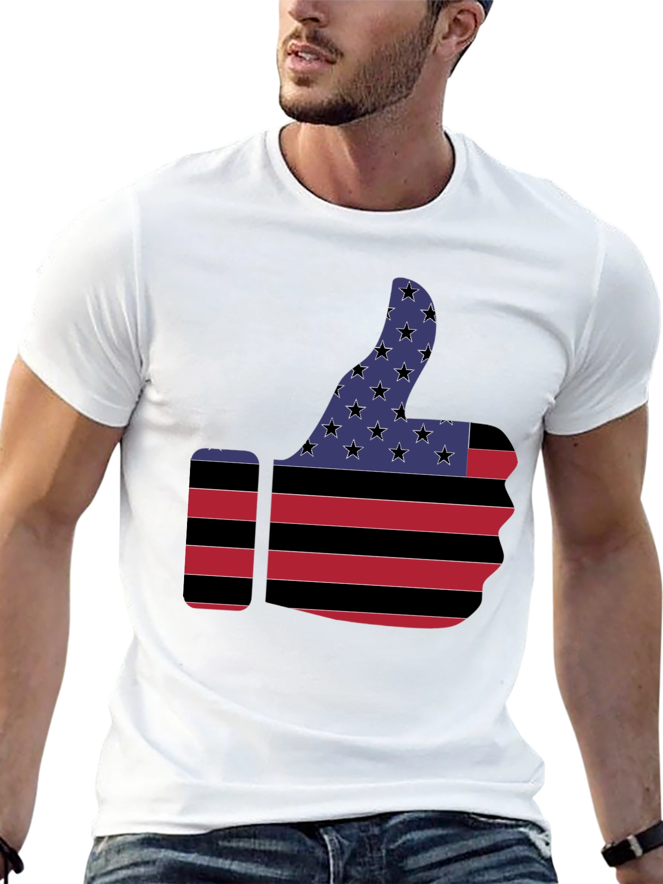 Camiseta Negra Pulgar Arriba Bandera USA